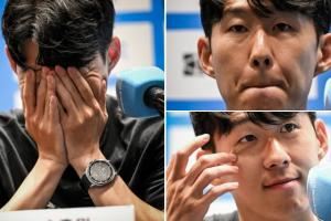 一度落泪！33岁孙兴慜宣布离队后捂脸擦泪，随后露出微笑掩盖悲伤